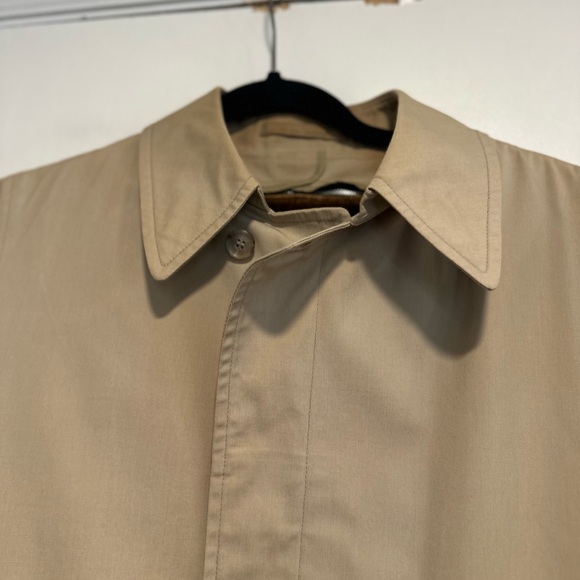 VTG 70s London Fog Mens 36R Tan Trench Coat Faux Fur Liner. Single Breast Button - Picture 14 of 16